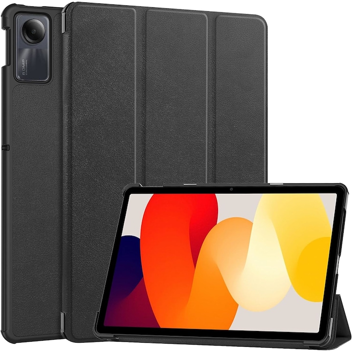 Husa pentru Xiaomi Redmi Pad SE 11 inch trifold Slim UltraLight, functie sleep/wake-up, Aiyando, negru