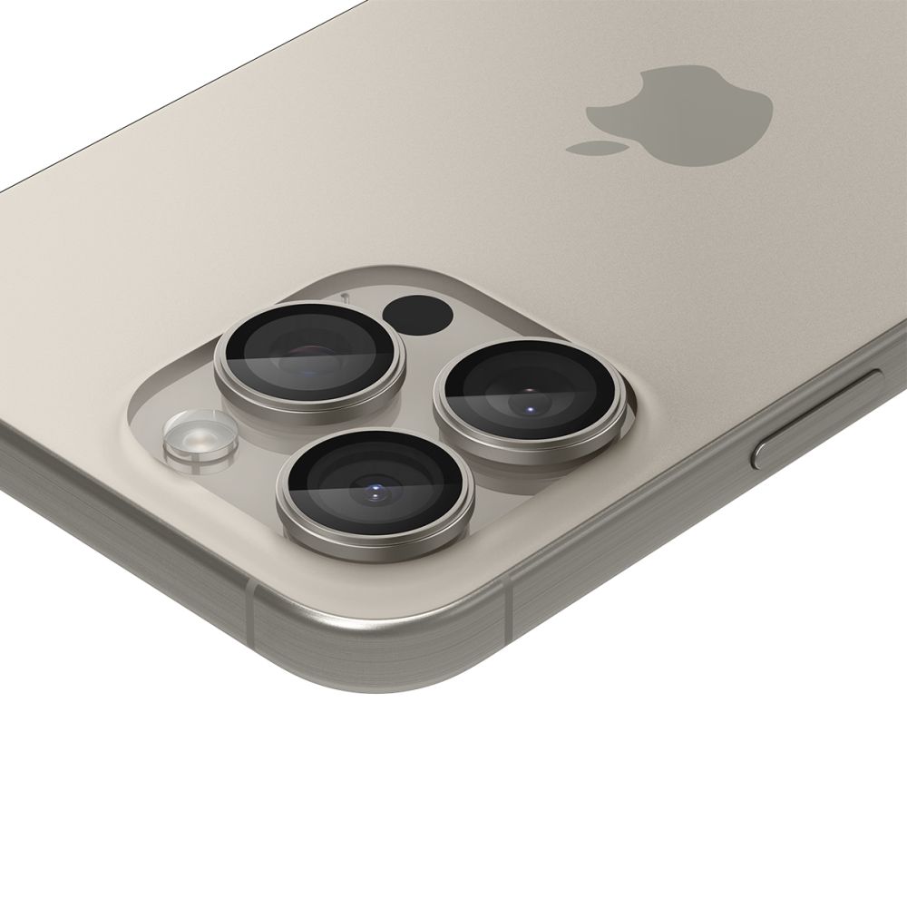 Set 6 protectii sticla camera foto Spigen Optik EZ FIT compatibil cu iPhone 14 Pro / 14 Pro Max / 15 Pro / 15 Pro Max / 16 Pro / 16 Pro Max Natural Titanium