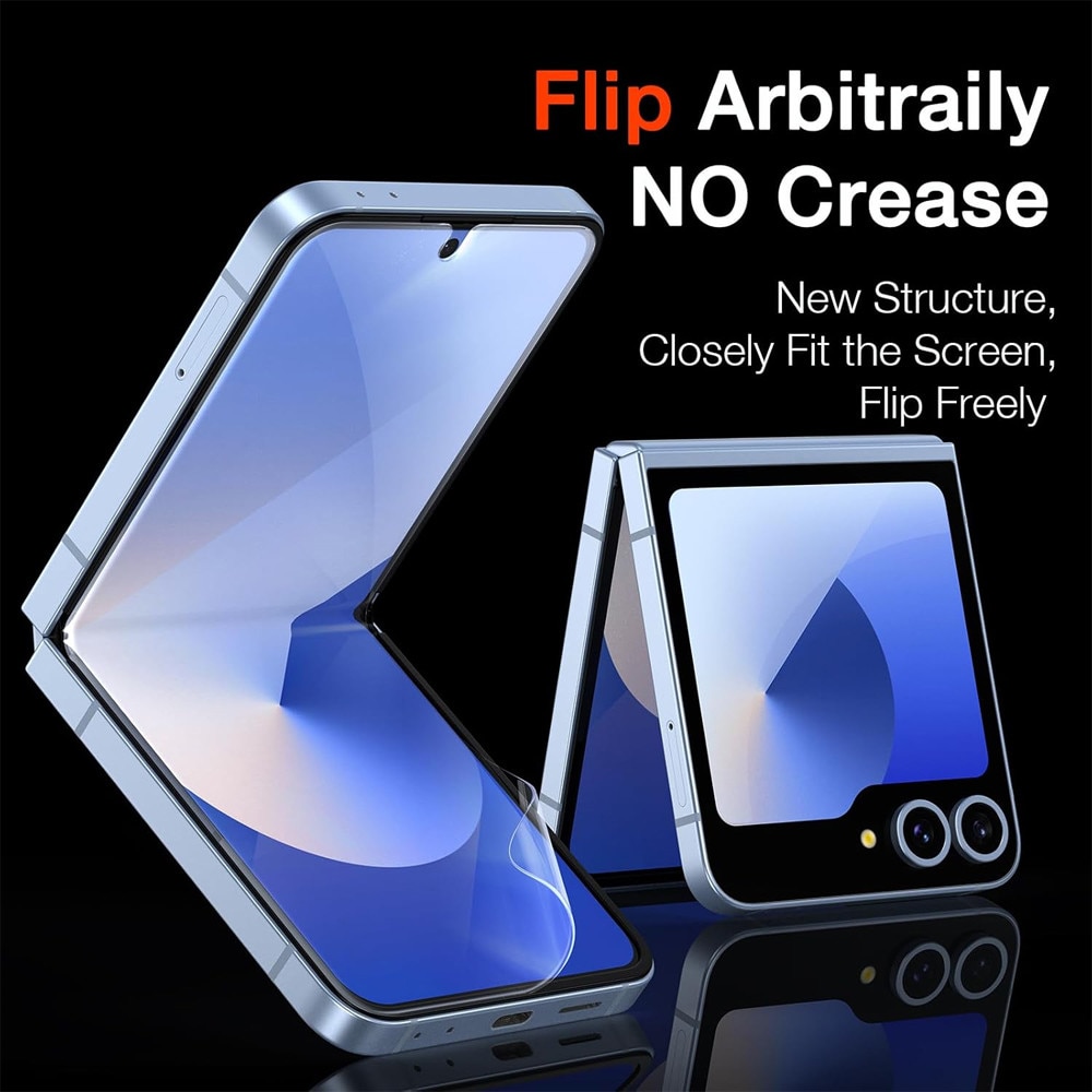 Folie Hydrogel Regenerabil pentru Samsung Galaxy Z Flip7 / Flip 7, High Sensitivity, UHD Clarity, Shock Absorption, Flexible Hydro-Crystal, Silicon Compozitie Ultrasafe Membran, Elite Class Protection, Clear
