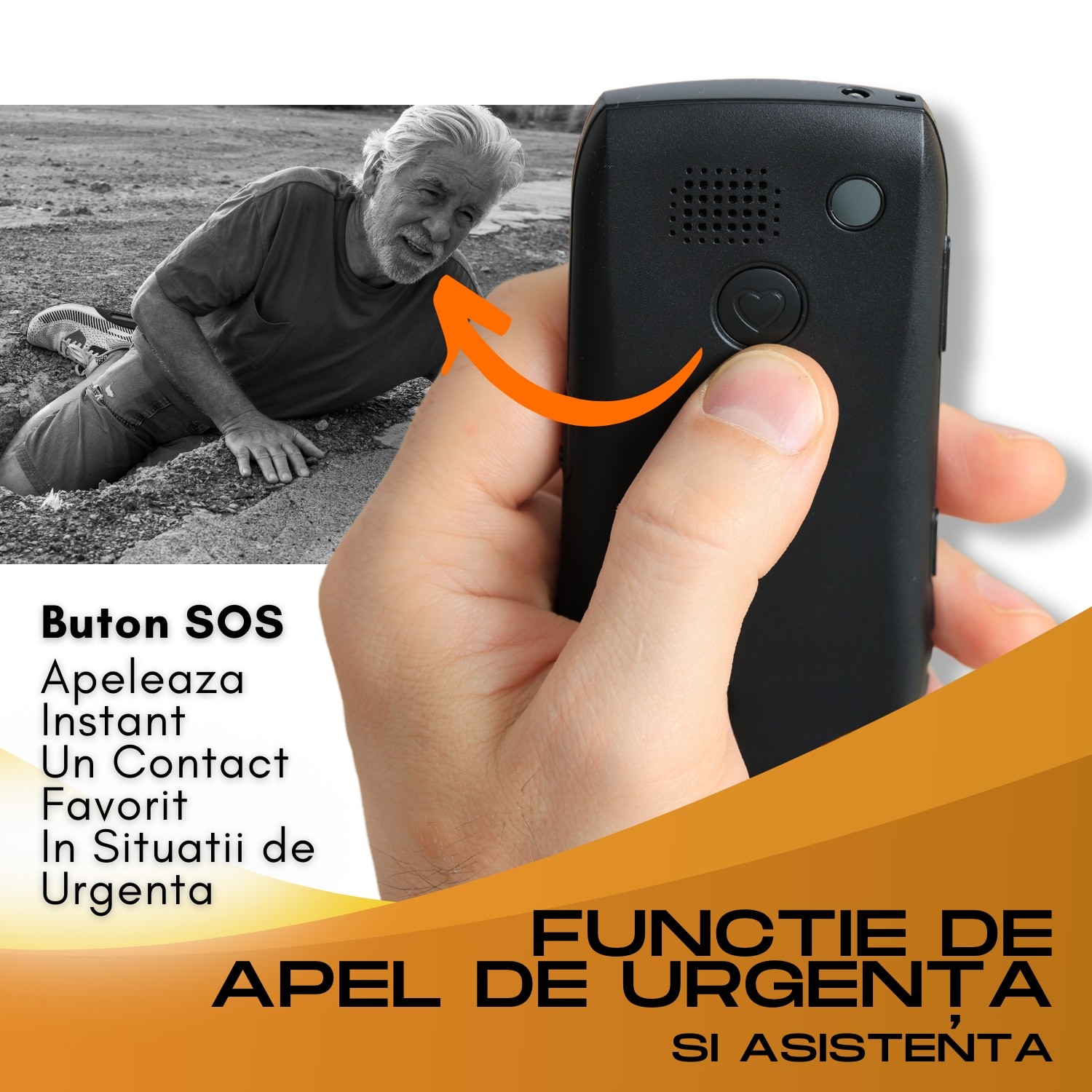 Telefon mobil pentru seniori, cu meniul in limba Romana, Stand pentru incarcare, taste mari, buton SOS, micro SIM, retea 4G, Functie Apelare rapida, Lanterna