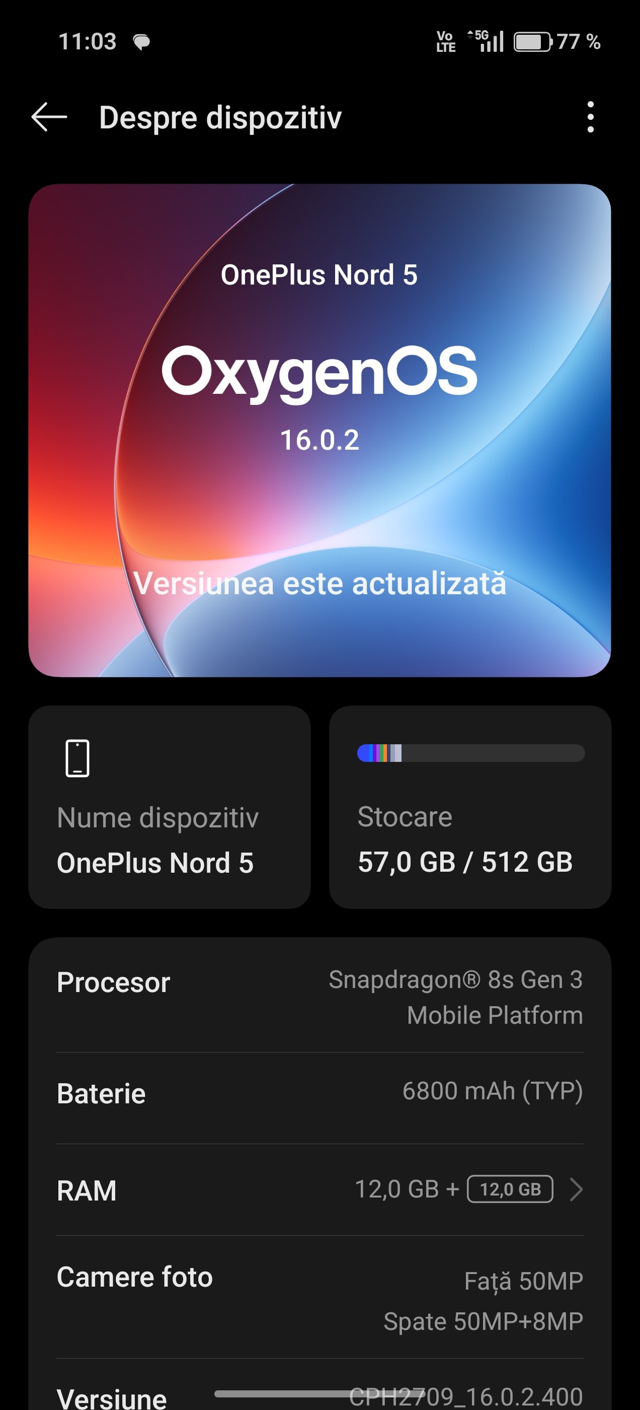 Telefon mobil OnePlus Nord 5, 8GB RAM, 256GB, 5G, Dry Ice