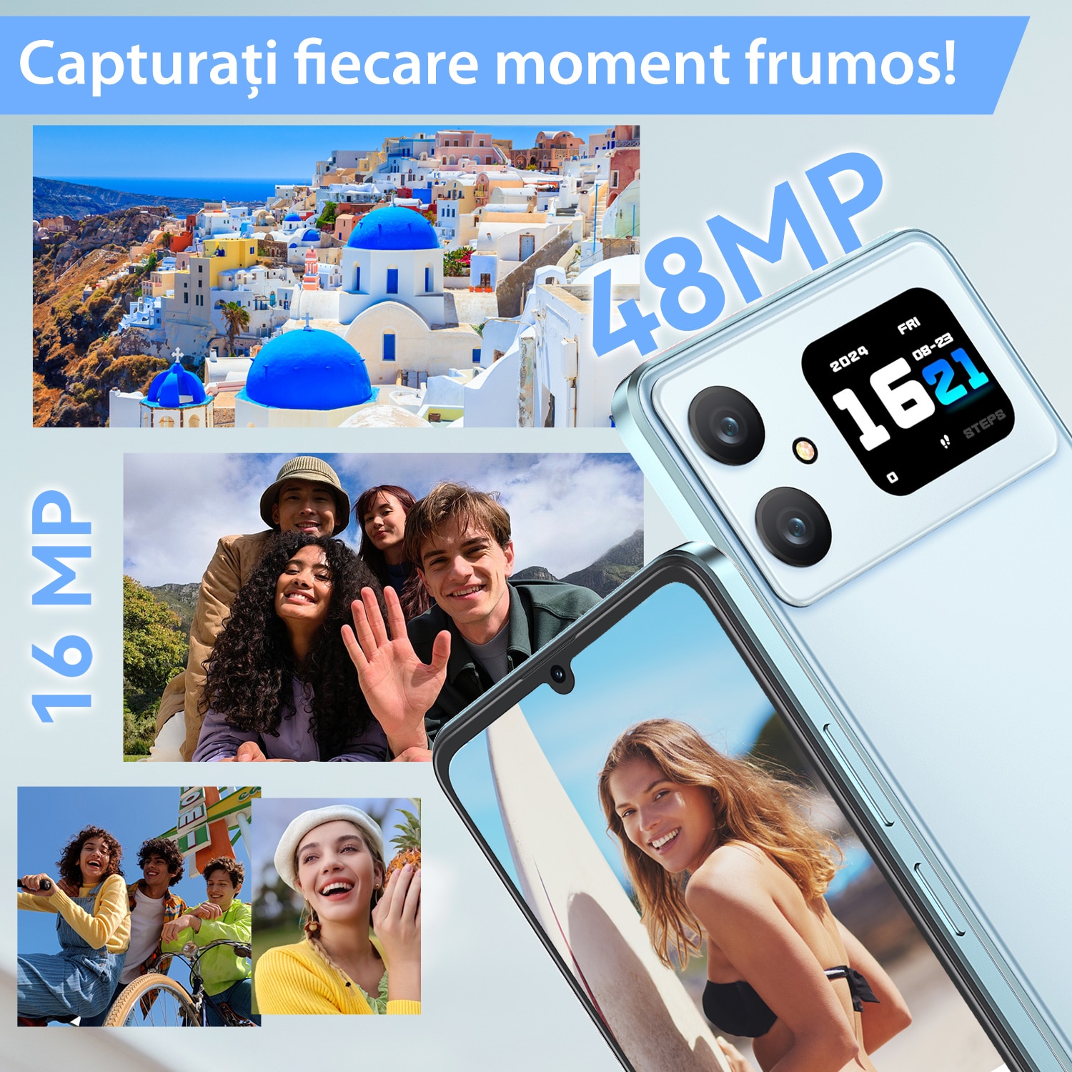 Telefon mobil CUBOT A20, Dual SIM, Android 14, 12GB+128GB/1TB, 5100mAh, ecran HD de 6.8" + Octa-Core 90Hz, Camera cu 48MP+16MP, Smartphone 4G, Face ID/GPS, Negru