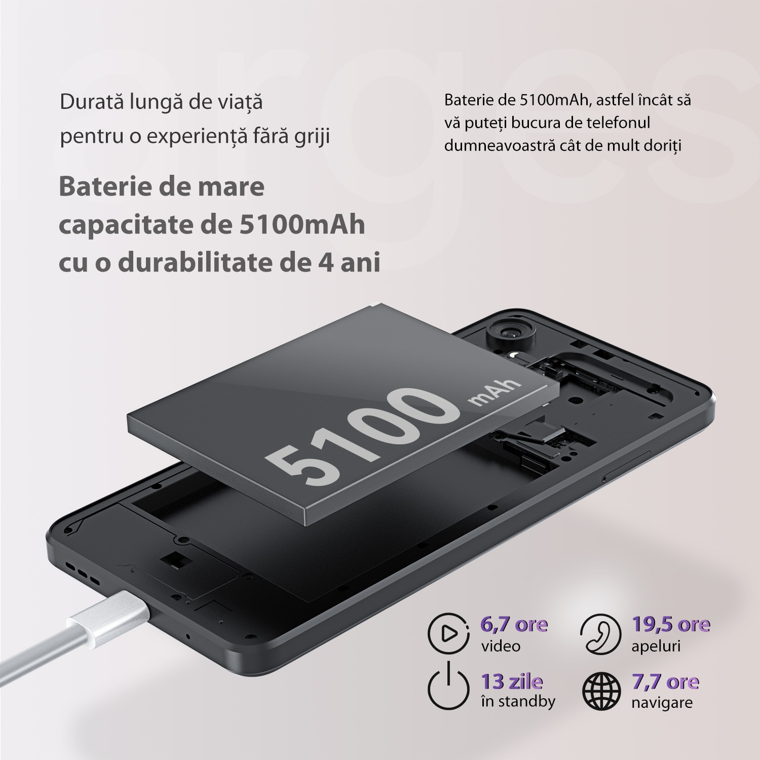 Telefon mobil CUBOT A20, Dual SIM, Android 14, 12GB+128GB/1TB, 5100mAh, ecran HD de 6.8" + Octa-Core 90Hz, Camera cu 48MP+16MP, Smartphone 4G, Face ID/GPS, Negru