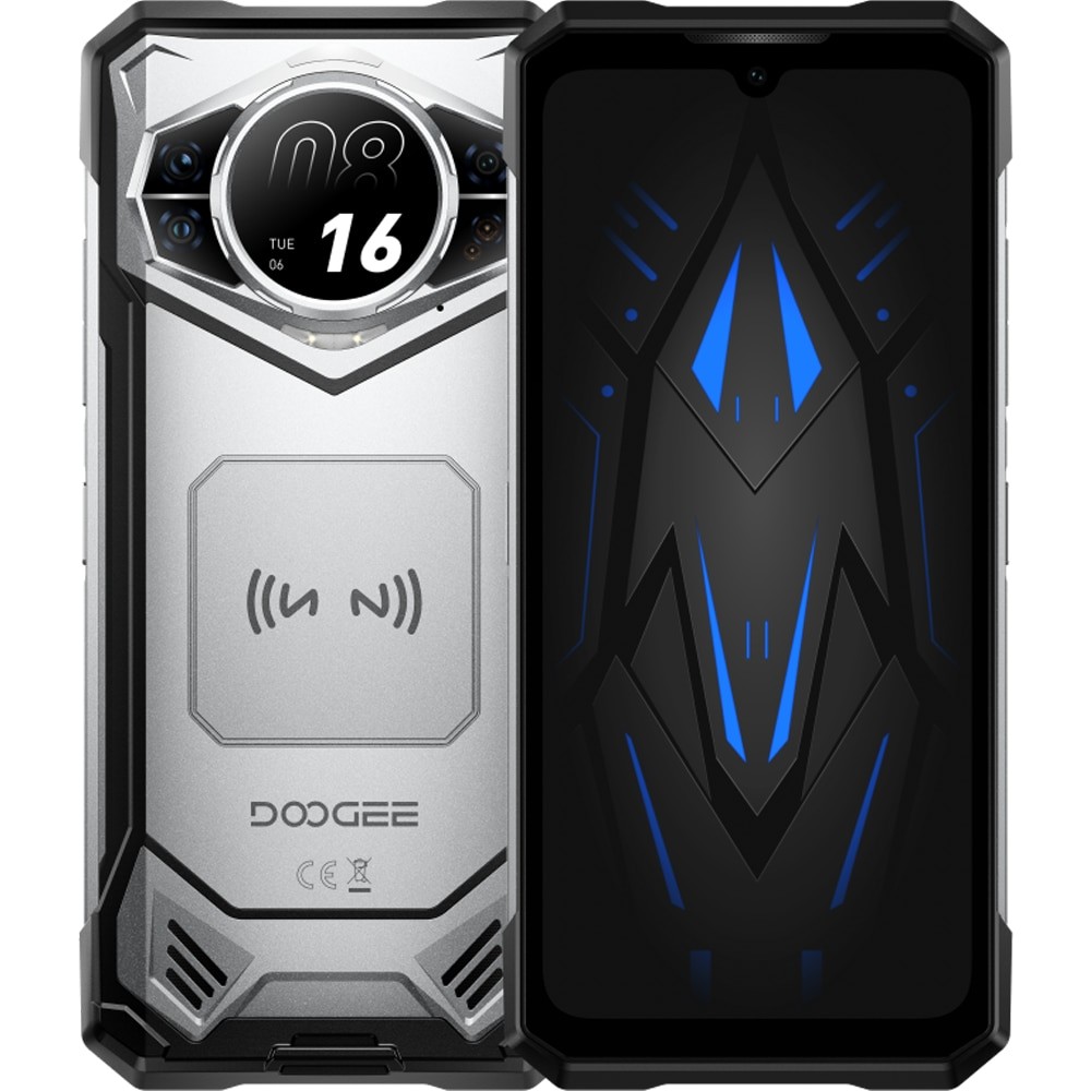 Telefon mobil Doogee S200 VIP Package (include casti BoneBeat Run), 5G, Dual SIM, Octa-Core Dimensity 7050, Dual Display 6.58' 120Hz IPS + 1.32' AMOLED, 48GB RAM, 256GB, Stereo, 10100mAh, NFC, IP68/IP69K, Android 16, Silver