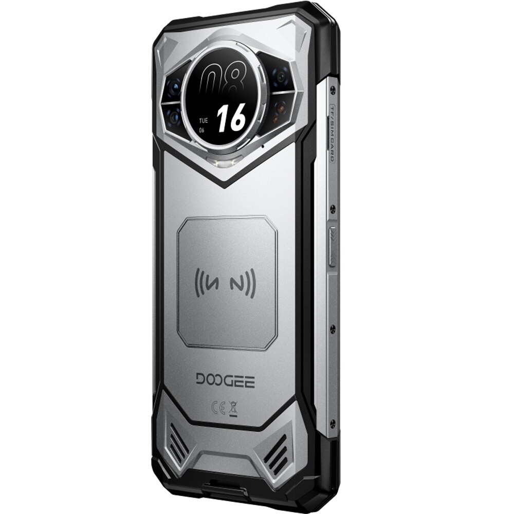 Telefon mobil Doogee S200 VIP Package (include casti BoneBeat Run), 5G, Dual SIM, Octa-Core Dimensity 7050, Dual Display 6.58' 120Hz IPS + 1.32' AMOLED, 48GB RAM, 256GB, Stereo, 10100mAh, NFC, IP68/IP69K, Android 16, Silver