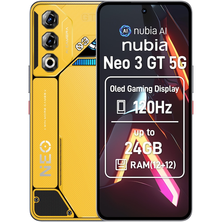 Telefon mobil ZTE nubia NEO 3GT, Dual SIM, 12GB, 256GB, 5G, Yellow