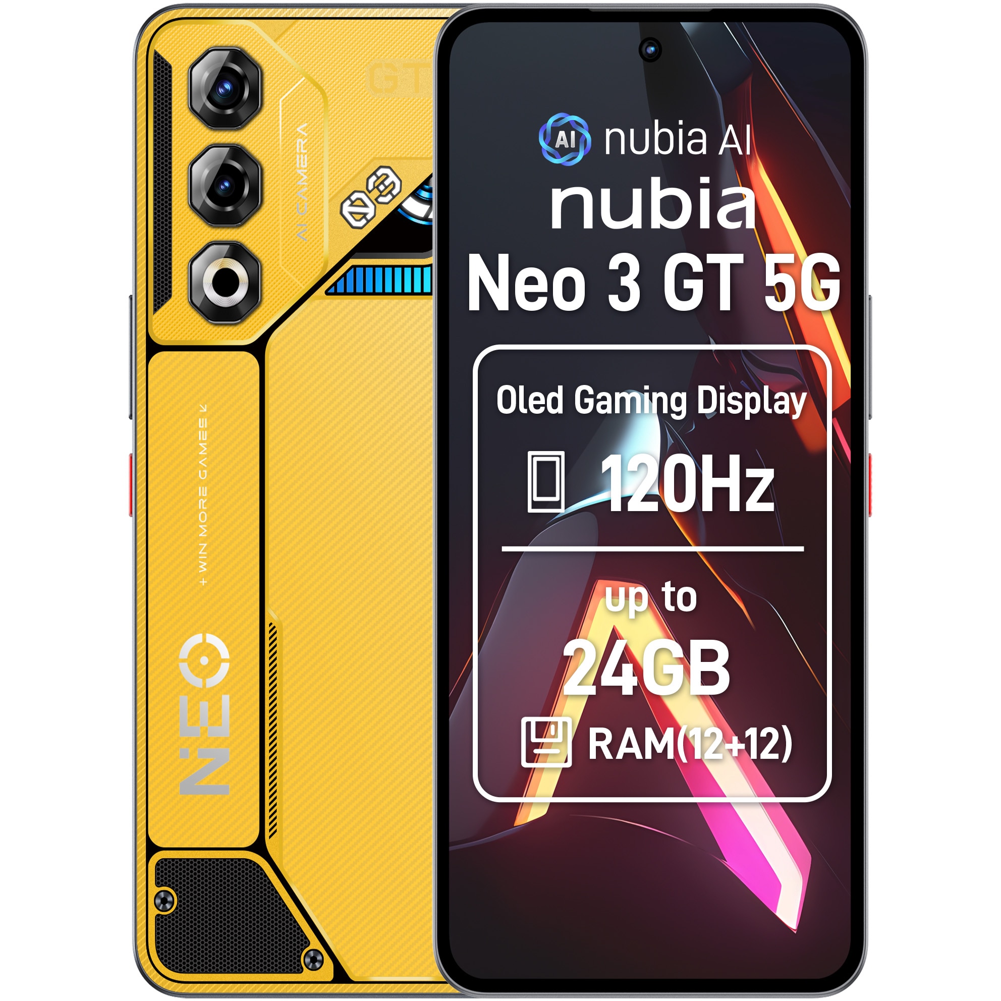 Telefon mobil ZTE nubia NEO 3GT, Dual SIM, 12GB, 256GB, 5G, Yellow