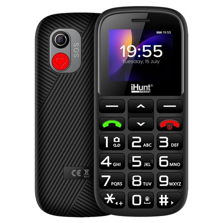 Telefon mobil iHunt Senior Comfort, Display 1.77", Dual SIM, GSM, Bluetooth, Camera, Meniu Limba Romana, Taste Mari, Lanterna, Radio FM fara cablu, Baterie 1000mAh, Buton SOS, Sunet Puternic, Negru
