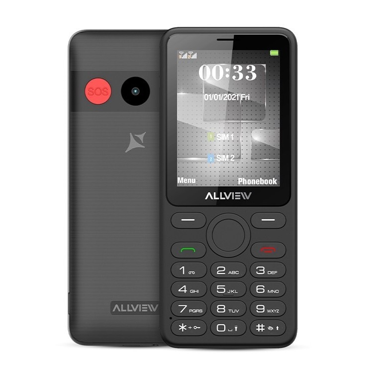 Telefon mobil Allview M30 LUNA, 2.8 inch, Dual Sim, 2G, 1.3 MP, microSD, bluetooth, radio, lanterna, buton SOS, USB-C, Gri inchis
