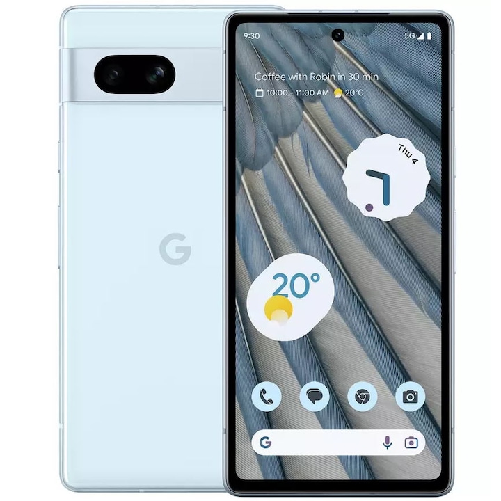 Telefon Mobil Google Pixel 7a, Procesor Google Tensor G2 Octa-Core, AMOLED Capacitive Touchscreen 6.1", 8GB RAM, 128GB Flash, Camera Duala 63+13MP, Wi-Fi, 5G, Android Albastru