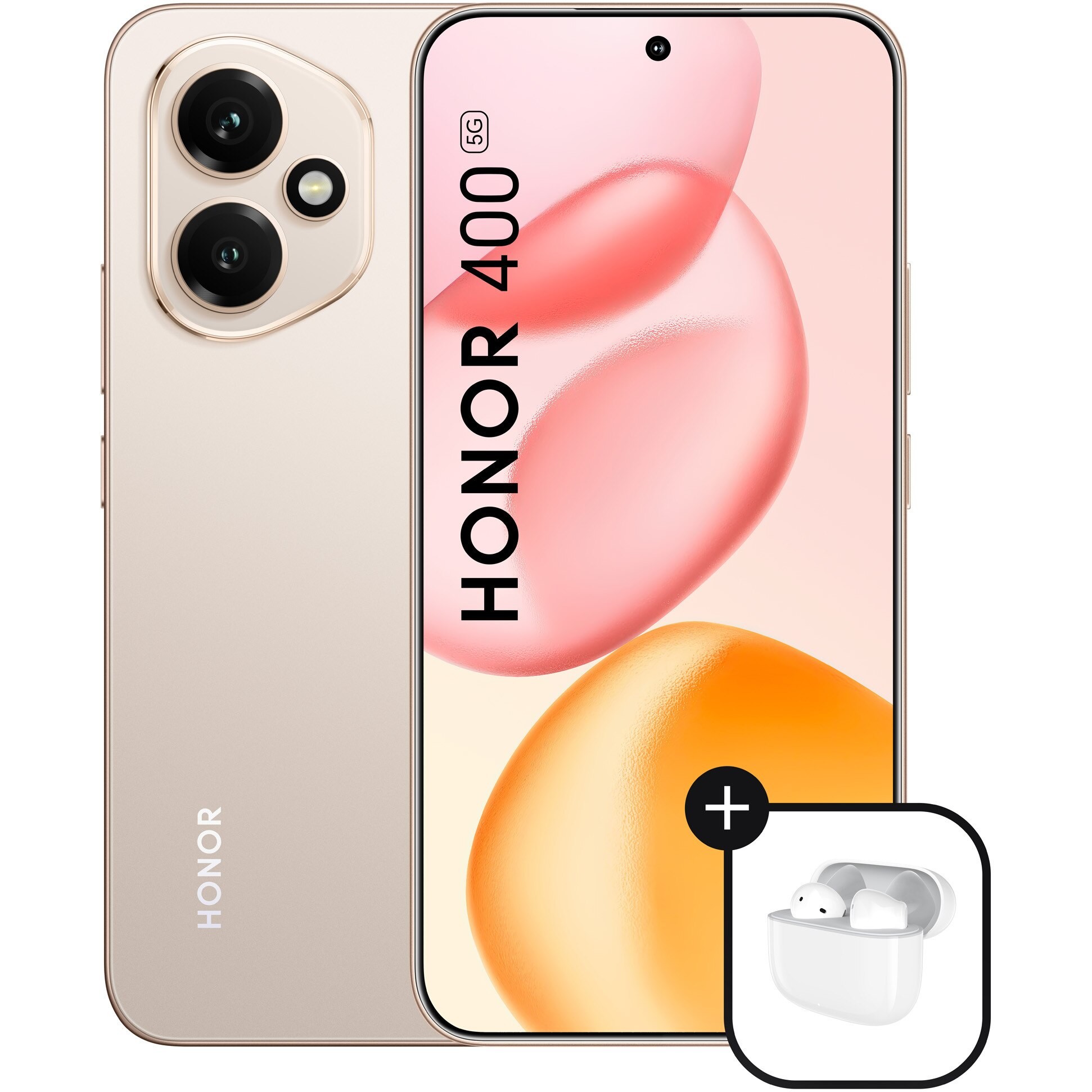 Telefon mobil HONOR 400, Dual SIM, 8GB RAM, 512GB ROM, Desert Gold + Casti HONOR Choice Earbuds X7e Active