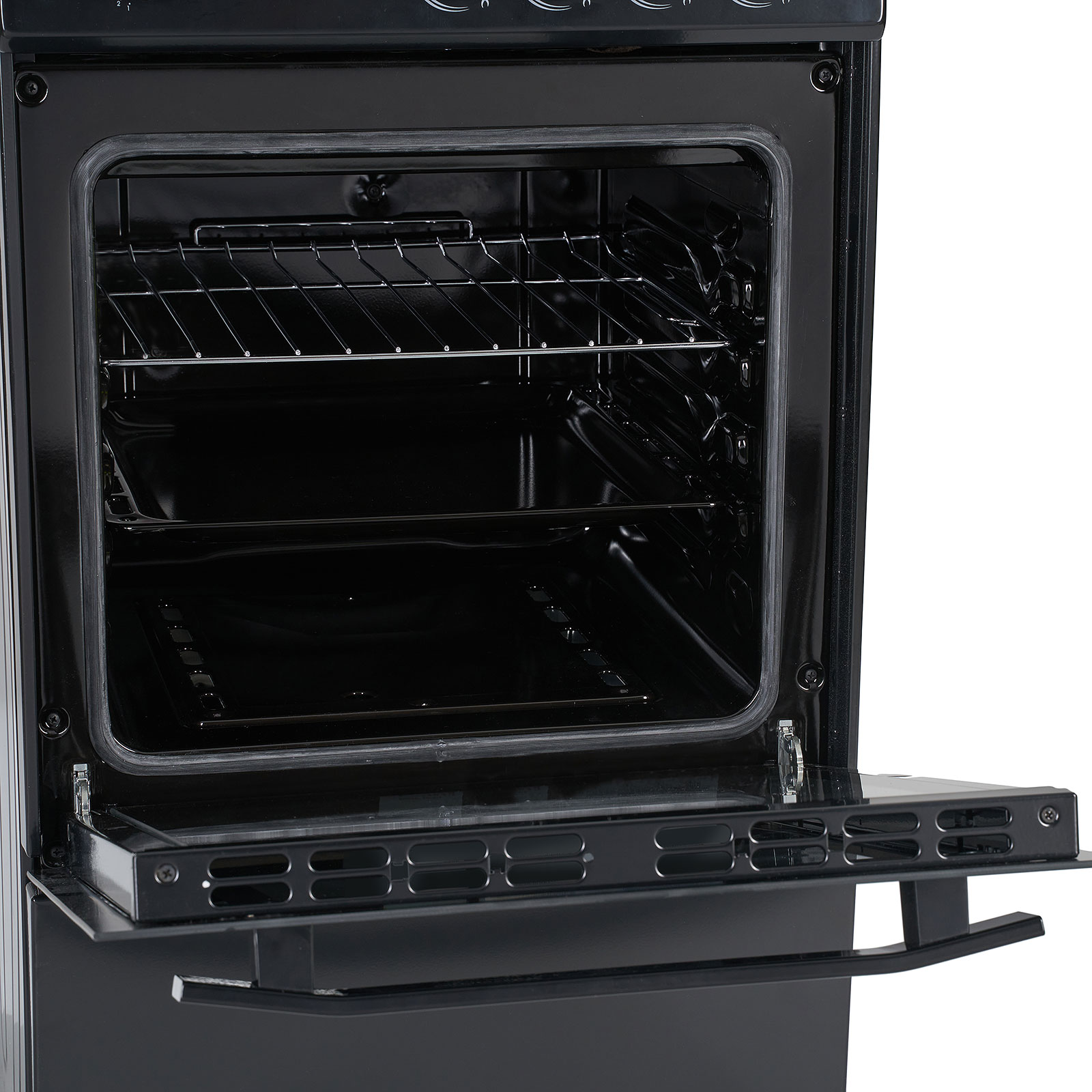 Aragaz Heinner HFSC-V50BK, 4 arzatoare, Gaz, Dispozitiv de siguranta plita/cuptor, 50 cm, Negru