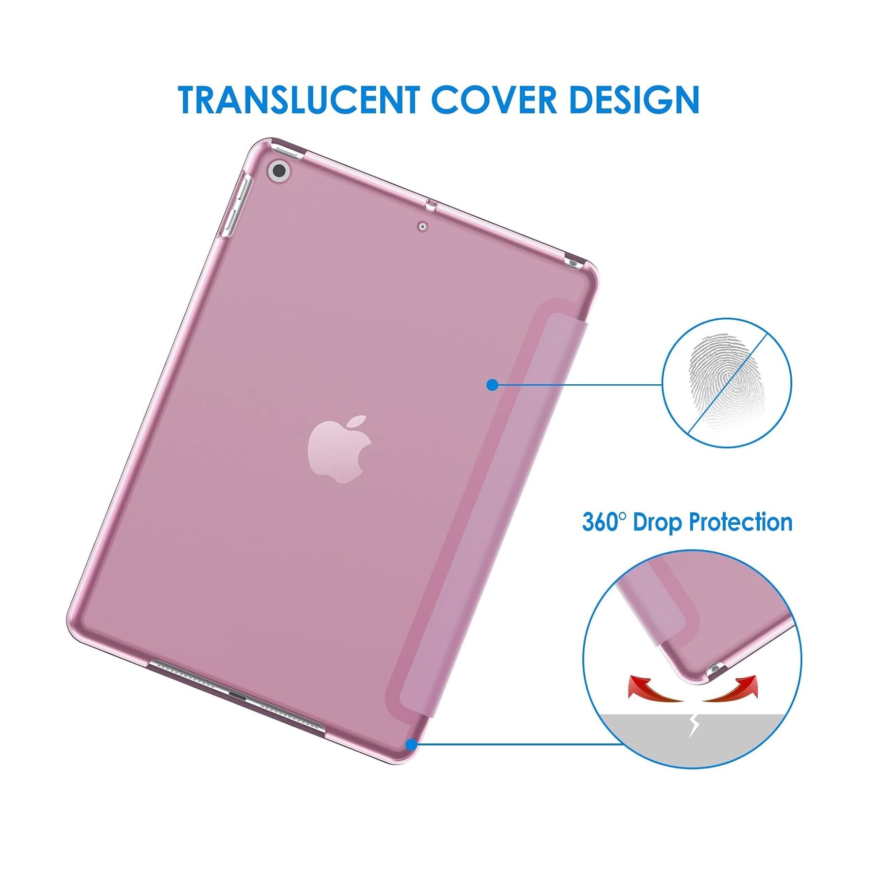 Husa de protectie tip Flip pentru iPad 5/6, iPad 2017/2018, iPad Air 1/2, 9.7 inch, Model Carte, Roz