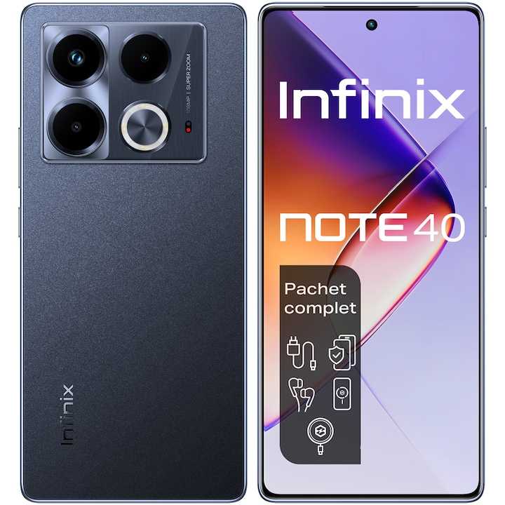Telefon mobil Infinix NOTE 40, 8GB RAM, 256GB, 4G, Obsidian Black