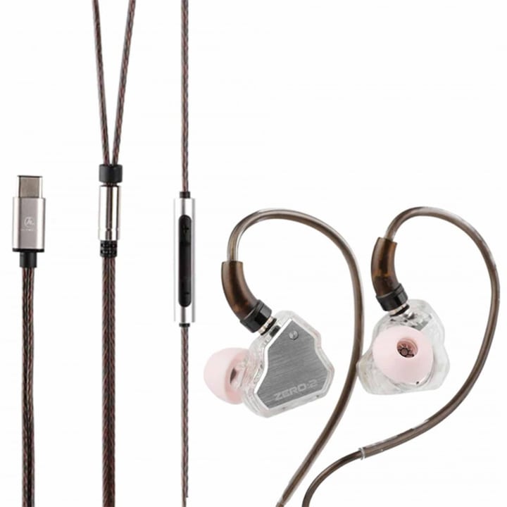 Casti intraauriculare 7HZ x Crinacle ZERO II, USB-C, driver 10mm, microfon HD, cristal