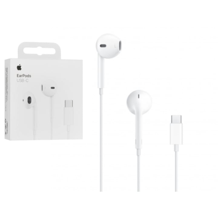 Casti In-Ear cu Fir Handsfree USB-C Apple EarPods, Alb Cutie Originala