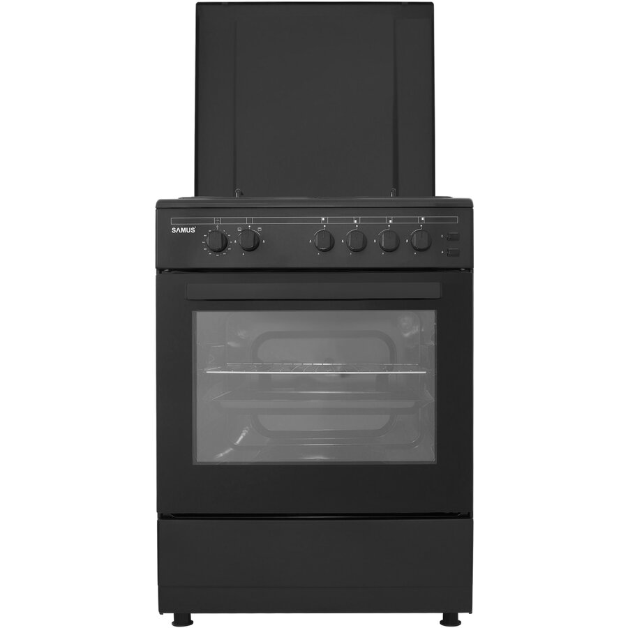 Aragaz Samus SM667APGS ANTHRACIT 4 arztoare pe gaz, Cuptor 55 l, Aprindere electrica arzatoare, Grill, negru