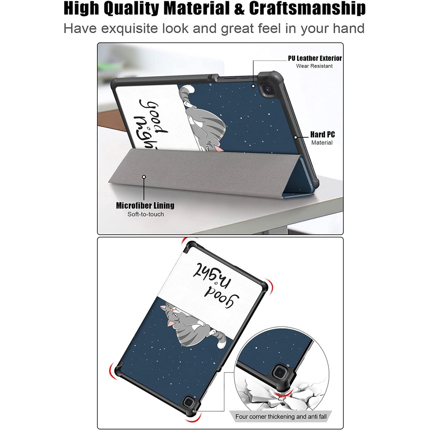 Husa Natty Pell Ultra Slim Smart Cover Premium pentru Apple iPad 9 (2021) / iPad 8 (2020) / iPad 7 (2019) - Cats good night