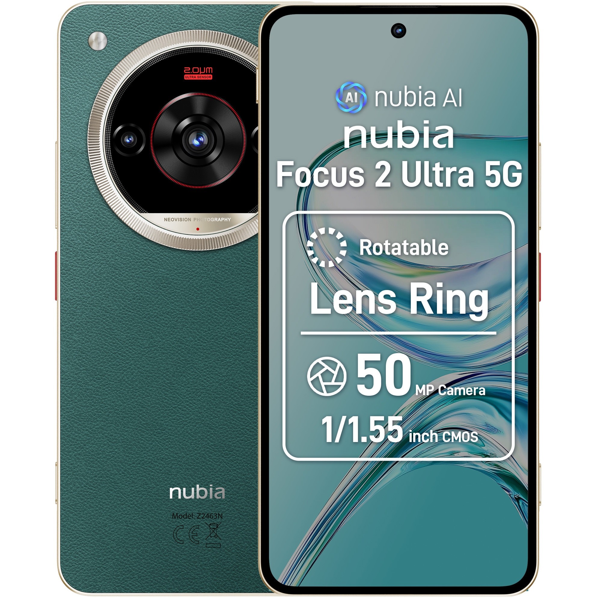 Telefon mobil ZTE nubia Focus 2 Ultra, Dual SIM, 8GB, 512GB, 5G, Verde