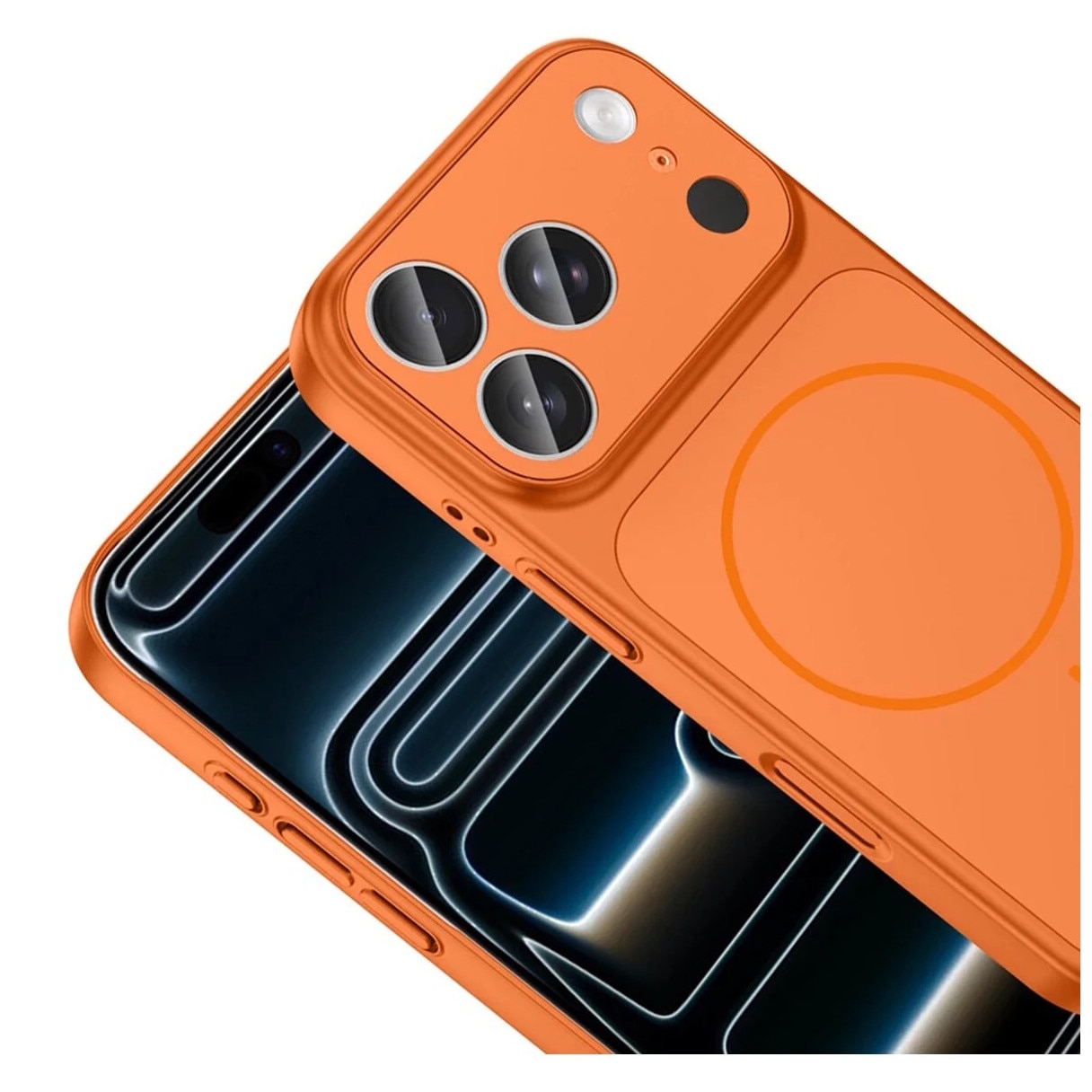 Husa pentru iPhone 17 Pro, GlassLook, compatibil cu MagSafe, Premium, Ultra Subtire, Portocaliu