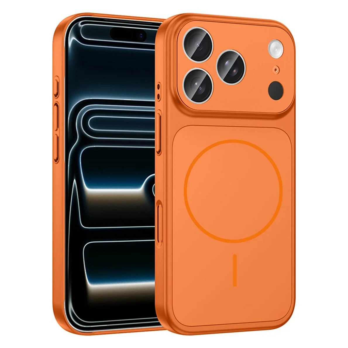 Husa pentru iPhone 17 Pro, GlassLook, compatibil cu MagSafe, Premium, Ultra Subtire, Portocaliu