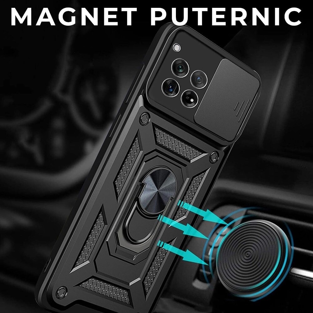 Husa pentru Motorola Edge 60 Pro Camshield, Kickstand, Slider Camera, Antisoc, Protectie Superioara, Verde