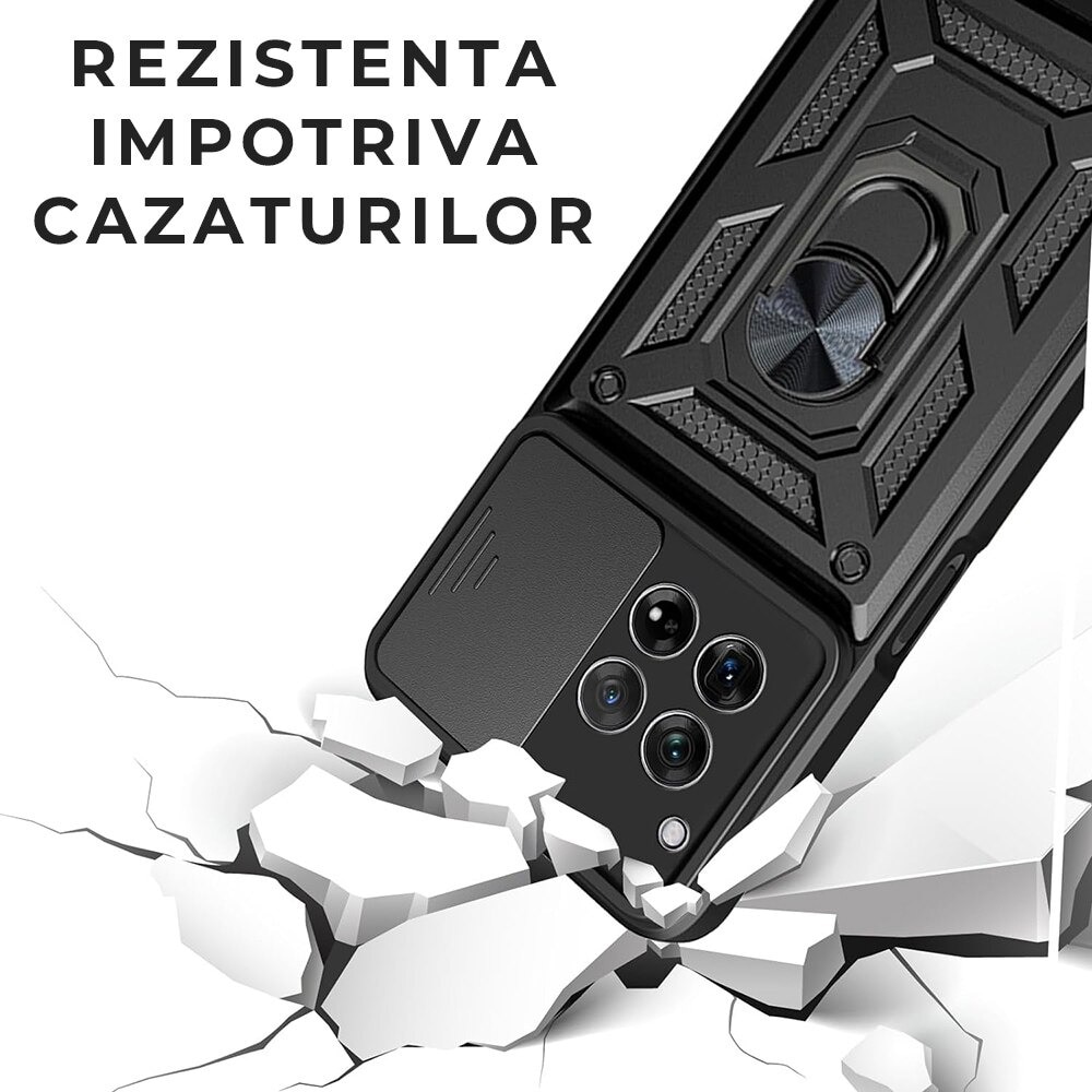 Husa pentru Motorola Edge 60 Pro Camshield, Kickstand, Slider Camera, Antisoc, Protectie Superioara, Verde