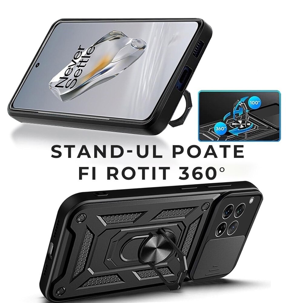 Husa pentru Motorola Edge 60 Pro Camshield, Kickstand, Slider Camera, Antisoc, Protectie Superioara, Verde