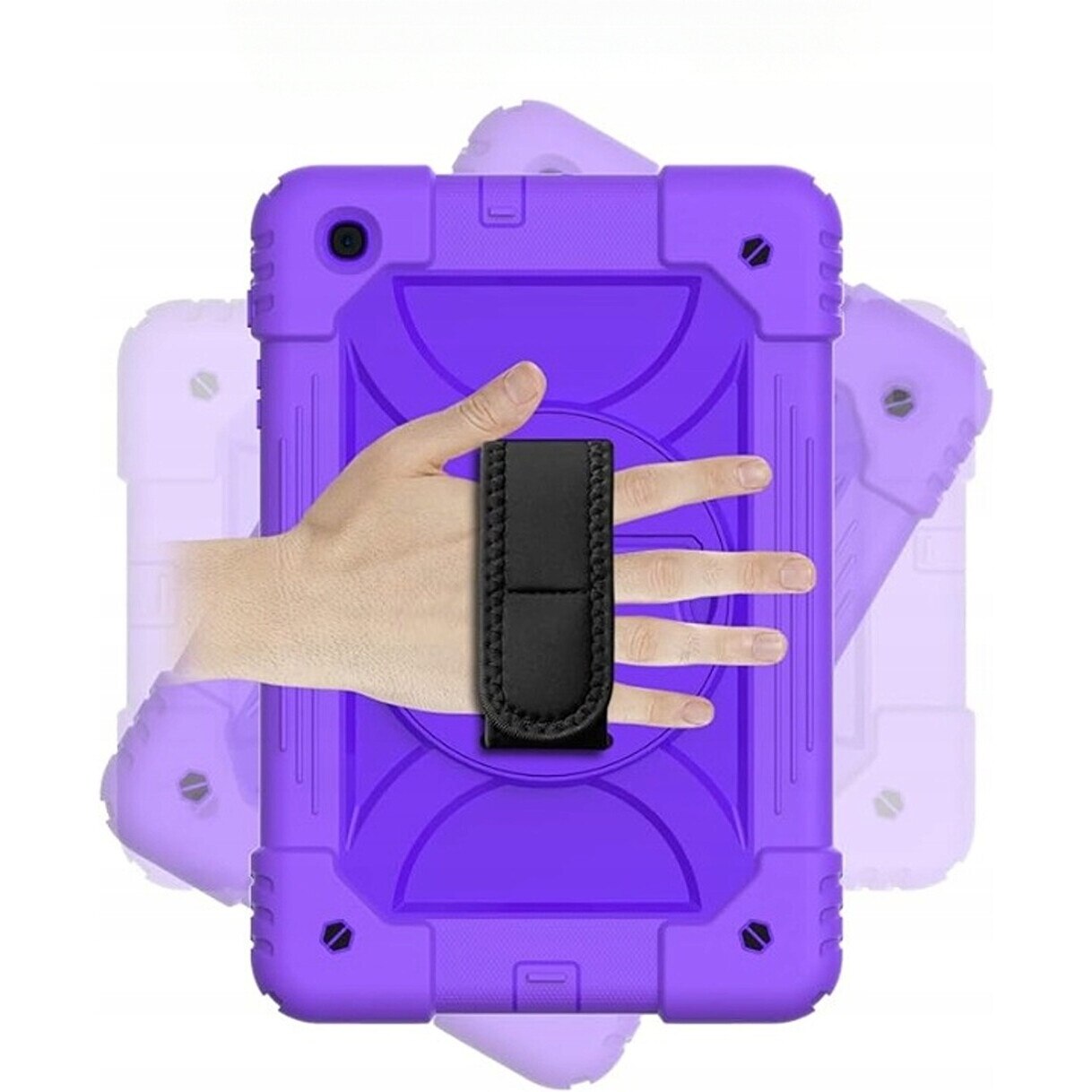 Husa pentru tableta Samsung Galaxy Tab A 10.1", 3 straturi, suport rotativ 360°, violet