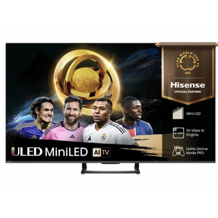 Televizor Smart Hisense 55U7Q, 55inch, 139cm, UltraHD 4K, Mini-LED, Hi-View AI Engine, QLED Color, 144Hz panel, Negru mat