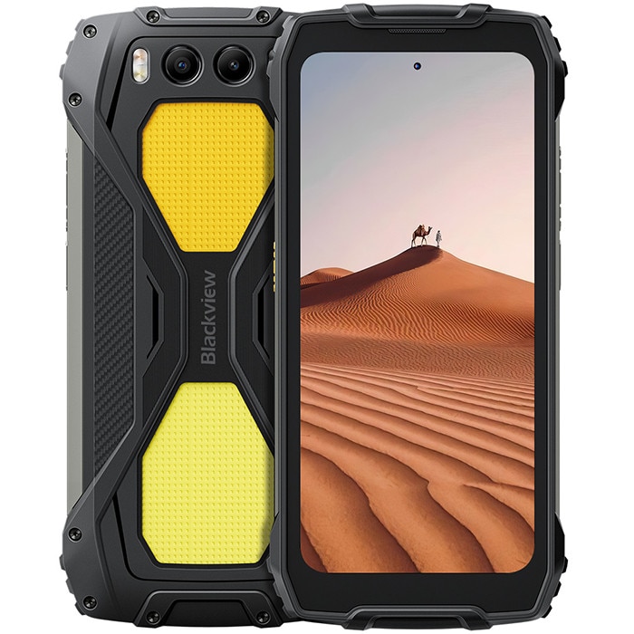 Telefon mobil Blackview BV7300, 18GB Ram(6GB + 12GB extensibili), 256GB, 8 nuclee, 6.67'', Android 14, 15000mAh, Rezistent la praf/anti-picatura/impermeabil, Deblocare amprenta/Fata ID/NFC, Negru