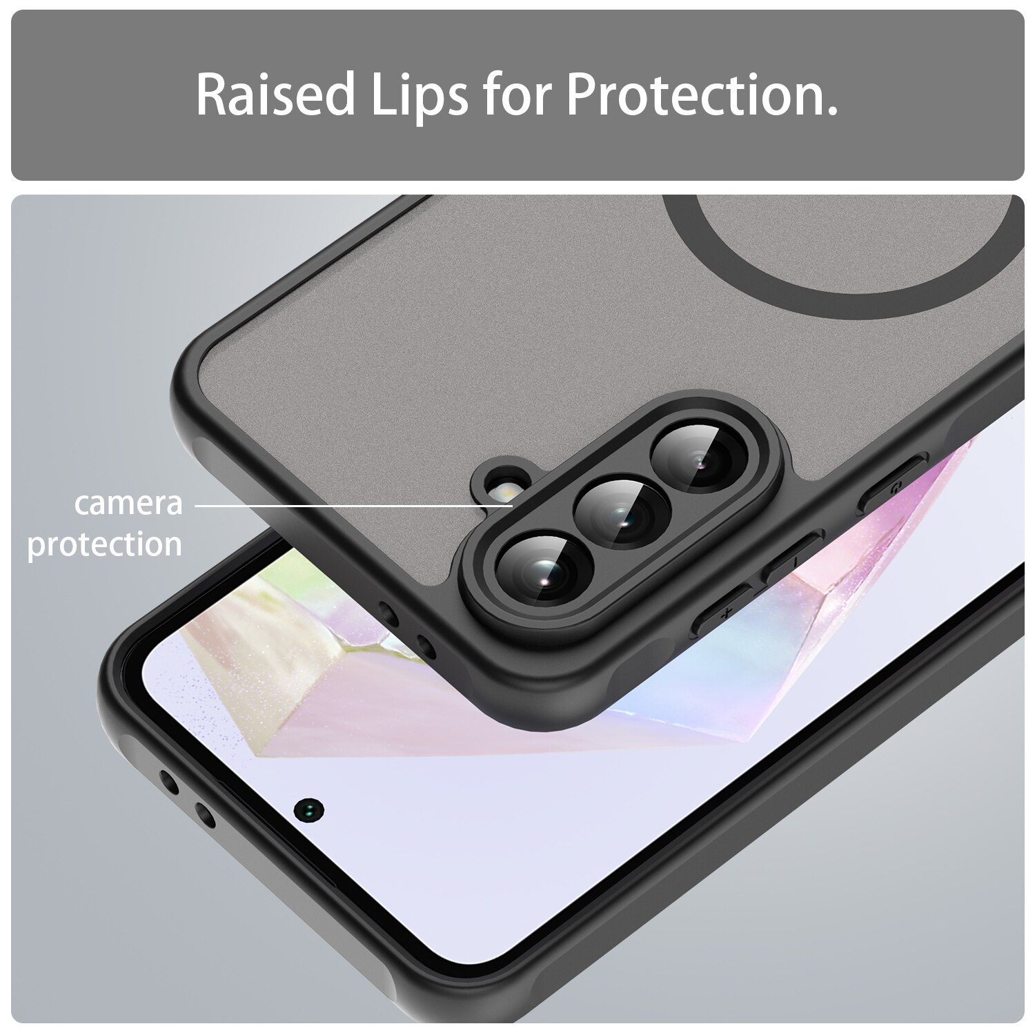 Husa telefon EJANBO pentru Samsung Galaxy A56-5G, neagra mata, design texturat