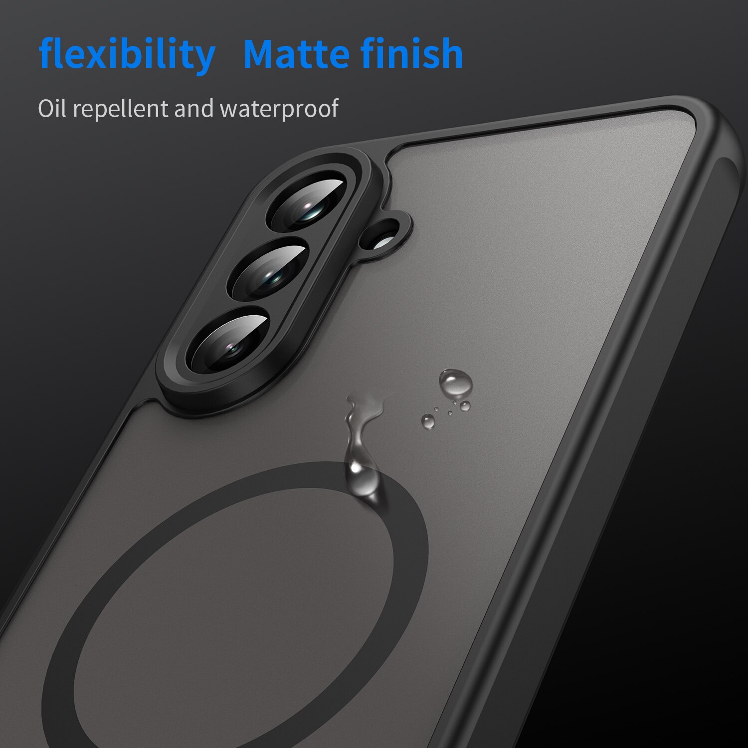 Husa telefon EJANBO pentru Samsung Galaxy A56-5G, neagra mata, design texturat