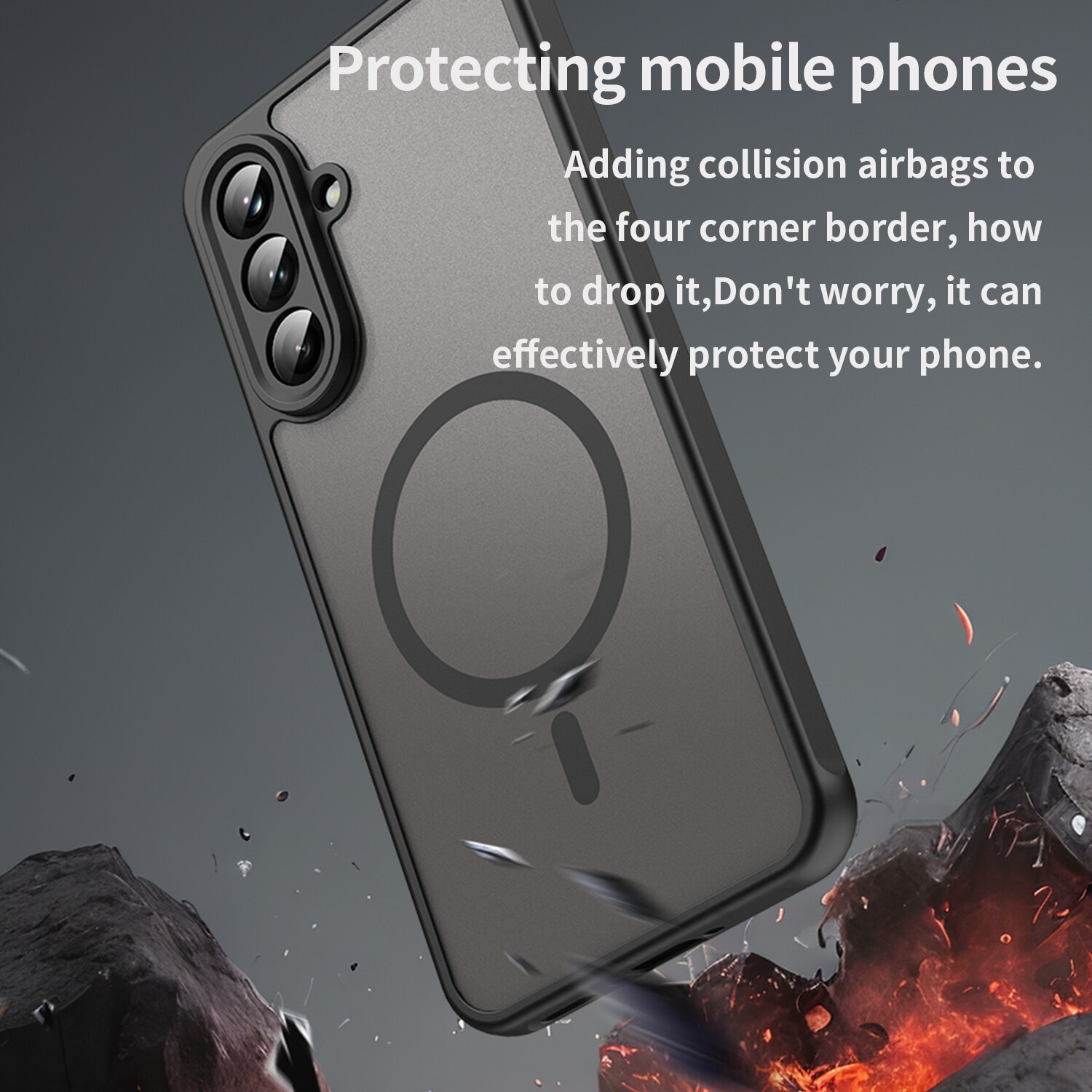 Husa telefon EJANBO pentru Samsung Galaxy A56-5G, neagra mata, design texturat