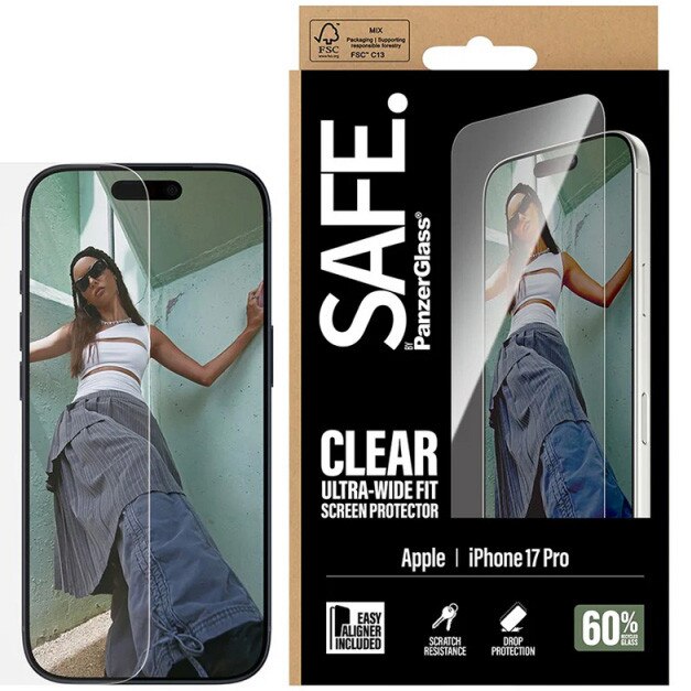 Folie Sticla PanzerGlass Safe pentru iPhone 17 Pro SA74726 Transparent
