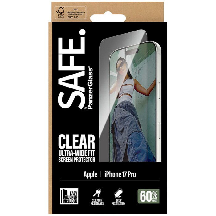 Folie Sticla PanzerGlass Safe pentru iPhone 17 Pro SA74726 Transparent