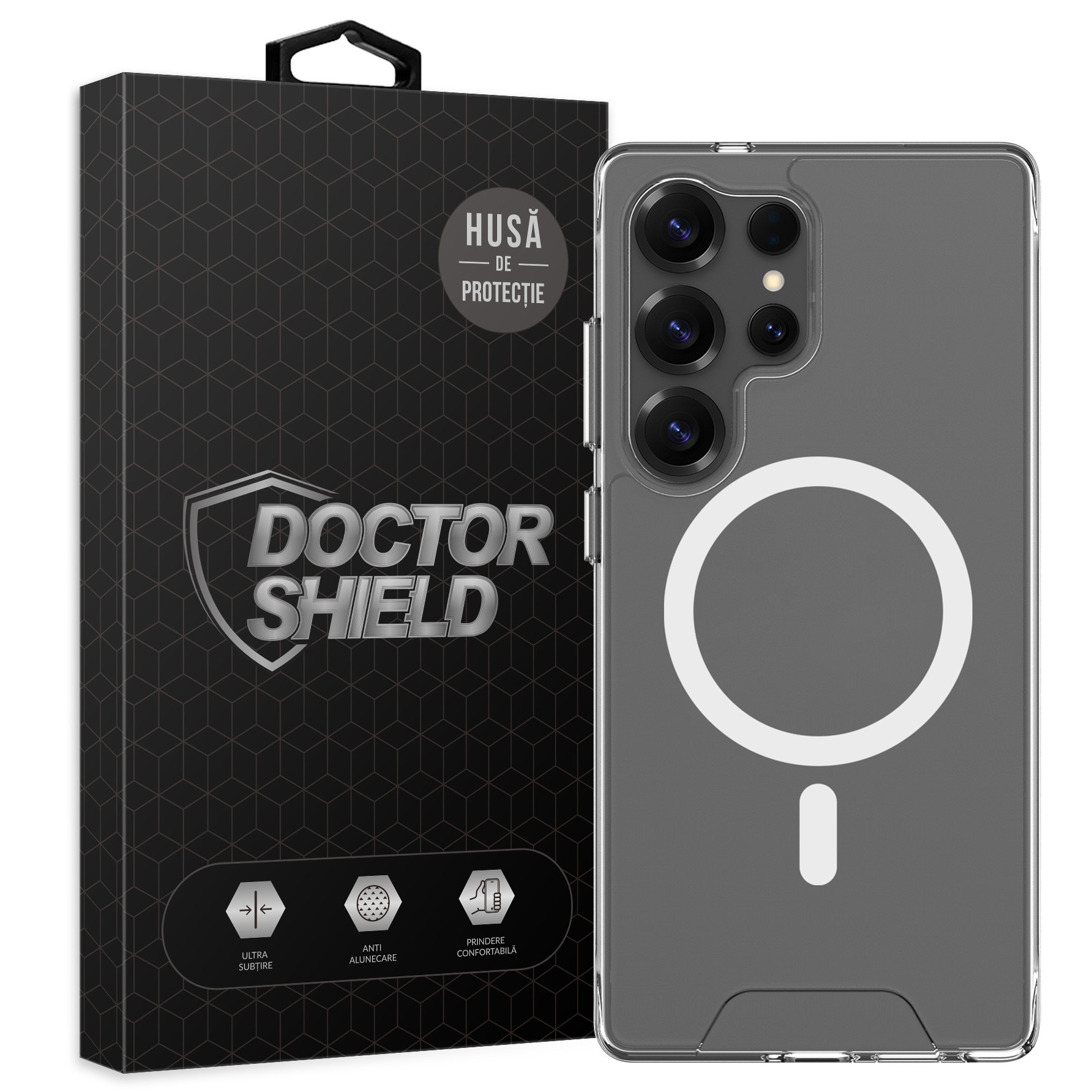 Husa de Protectie, Compatibila cu Samsung Galaxy S26 Ultra, Doctor Shield Fantom, Compatibila cu MagSafe -Transparent