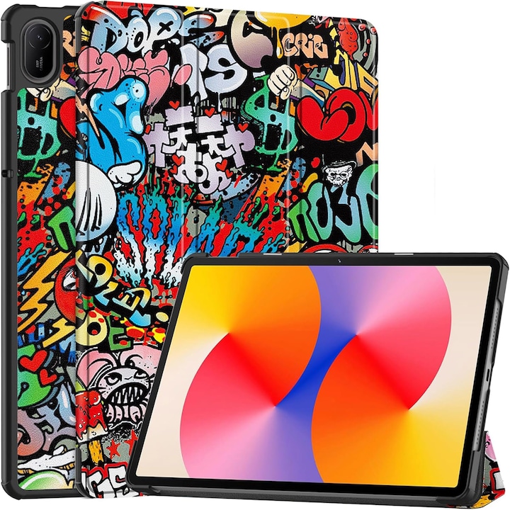 Husa tableta pentru, Honor Pad X8a 11 Inch, auto functie sleep/wake tip stand, Graffiti