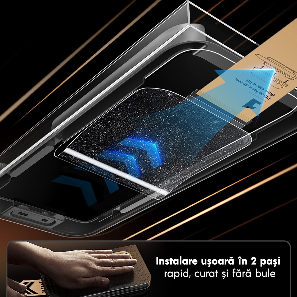 Pachet 2 x Folie sticla pentru Samsung Galaxy S26 Ultra ESR Armorite cu aplicator automat, Potrivire automata, Transparenta
