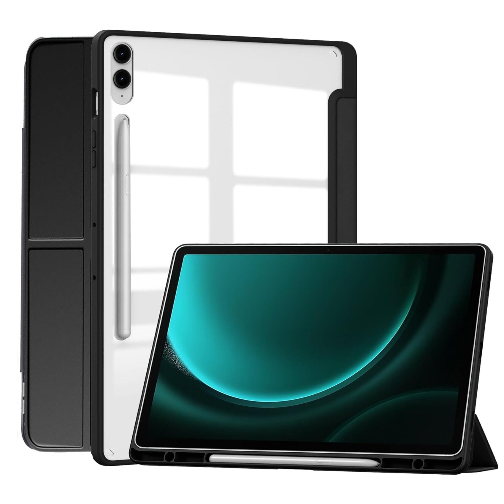 Husa Trifold Magnetica pentru Samsung Galaxy Tab S10+ Plus 2024/ S9 FE+ Plus / S9+ Plus 12.4", Smart Cover, Suport Stylus