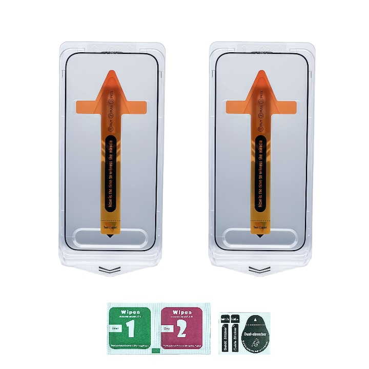 Folie HD pentru Samsung Galaxy S24/S25 ×2 – kit de aplicare „pune si trage”, ultraclara, rezistenta la zgarieturi, fara bule, lipire perfecta