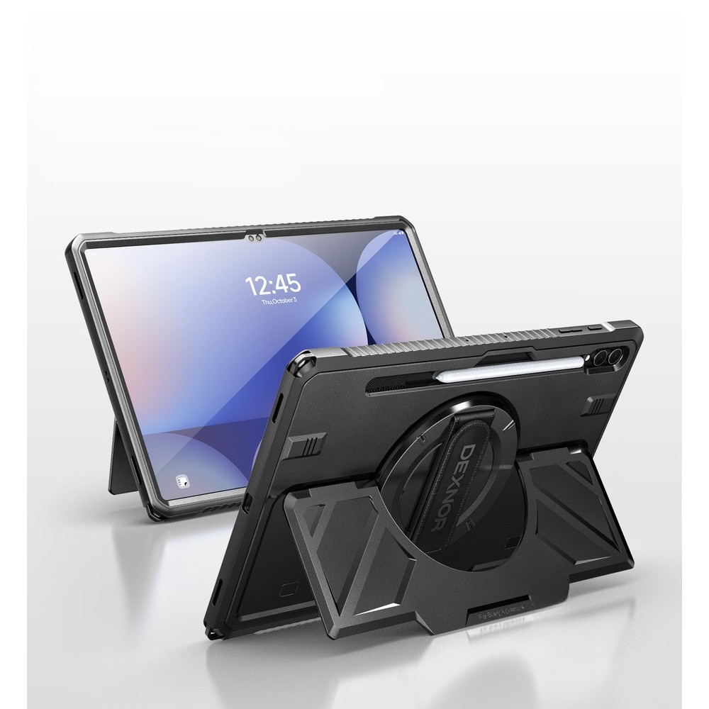 Etui tableta Dexnor 360 pentru Samsung Galaxy Tab S10 Ultra / S9 Ultra / S8 Ultra, cu suport pentru rysik, negru