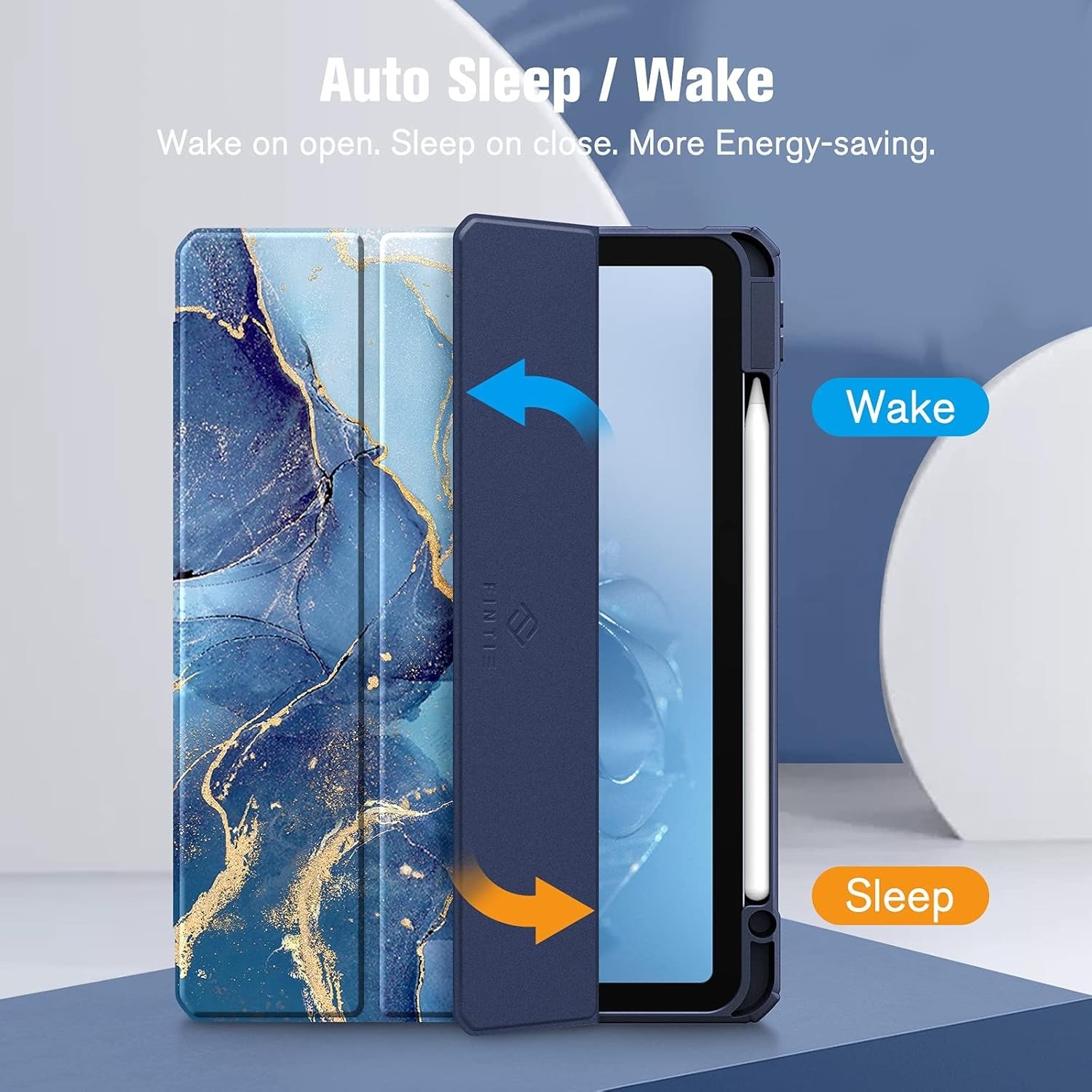 Husă tabletă pentru iPad Air 11" 2024/2025, Albastru închis, Hardshell cu bumper TPU, Suport integrat pentru creion