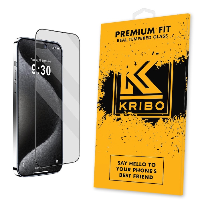 Folie Sticla Mata pentru iPhone 15 Pro Max, Kribo Frosted Matte Premium Fit, cu filtru anti-praf, HD, 9H, Protectie Ecran Premium, Full Cover, Full Glue