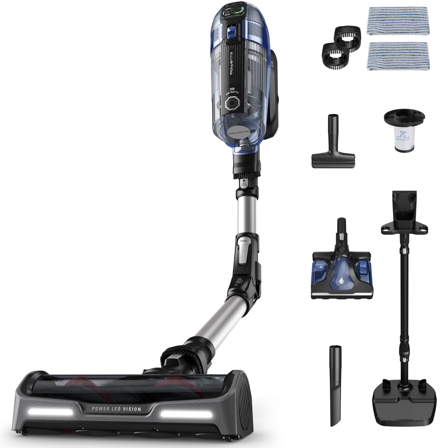 Aspirator vertical Rowenta cu mop X-Force Flex 14.6 Aqua RH99C3WO 480W 0.4L Albastru Negru