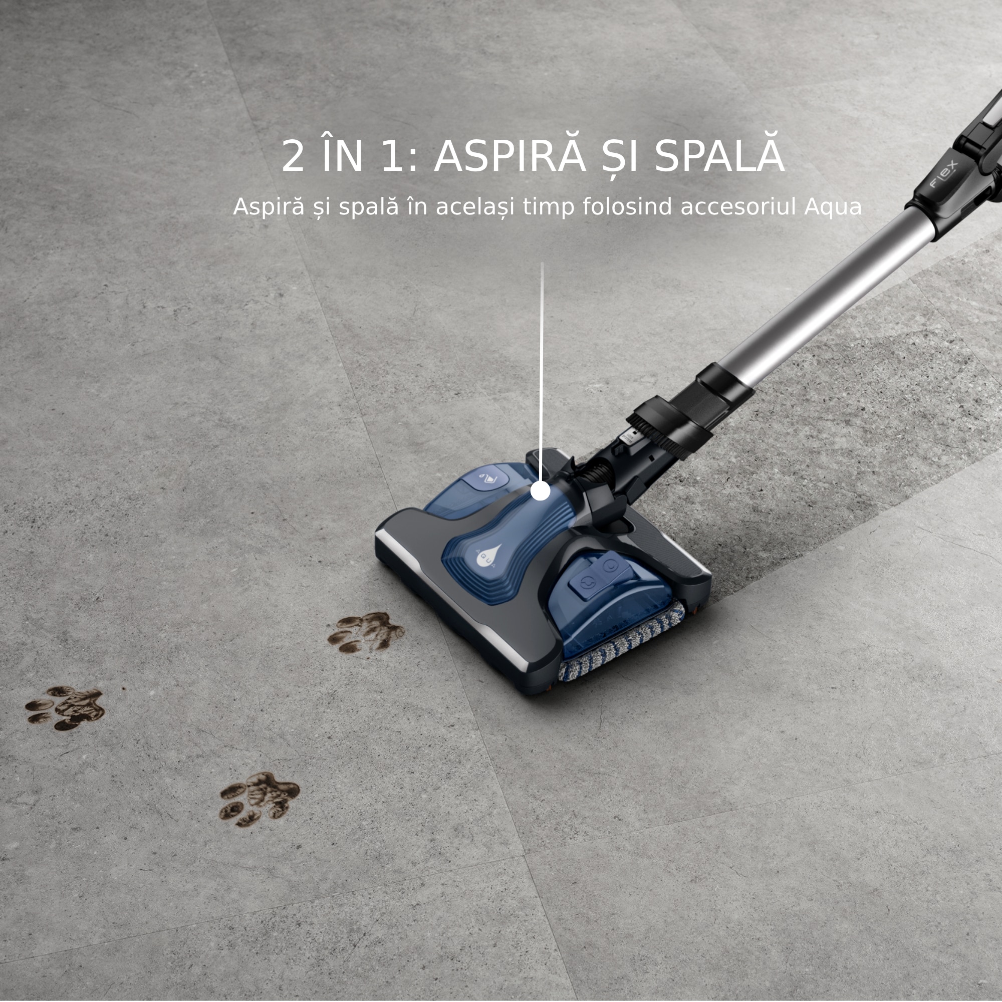 Aspirator vertical Rowenta cu mop X-Force Flex 14.6 Aqua RH99C3WO 480W 0.4L Albastru Negru