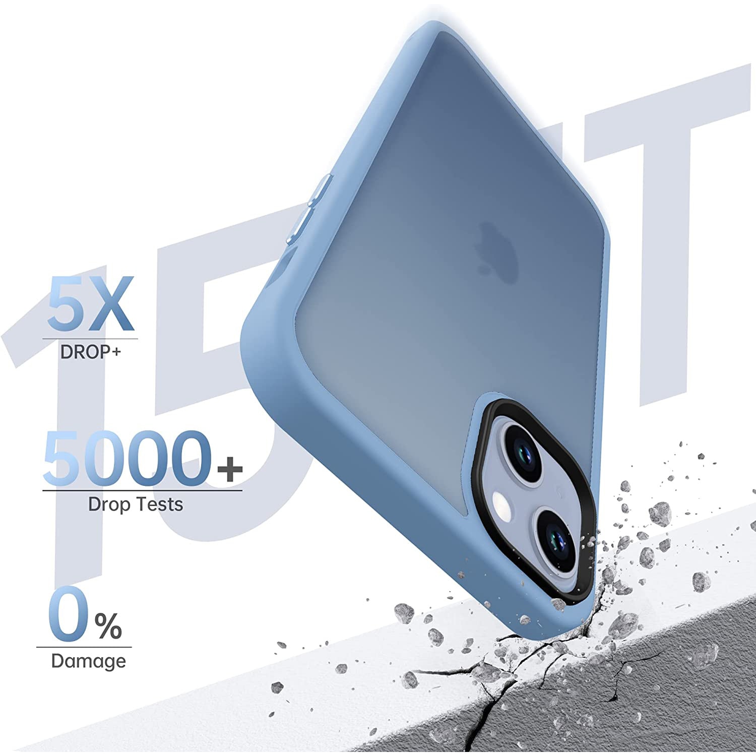 Husa pentru iPhone 14, MobileSmart, Hybrid ultra slim, carcasa spate Antisoc, Light Blue