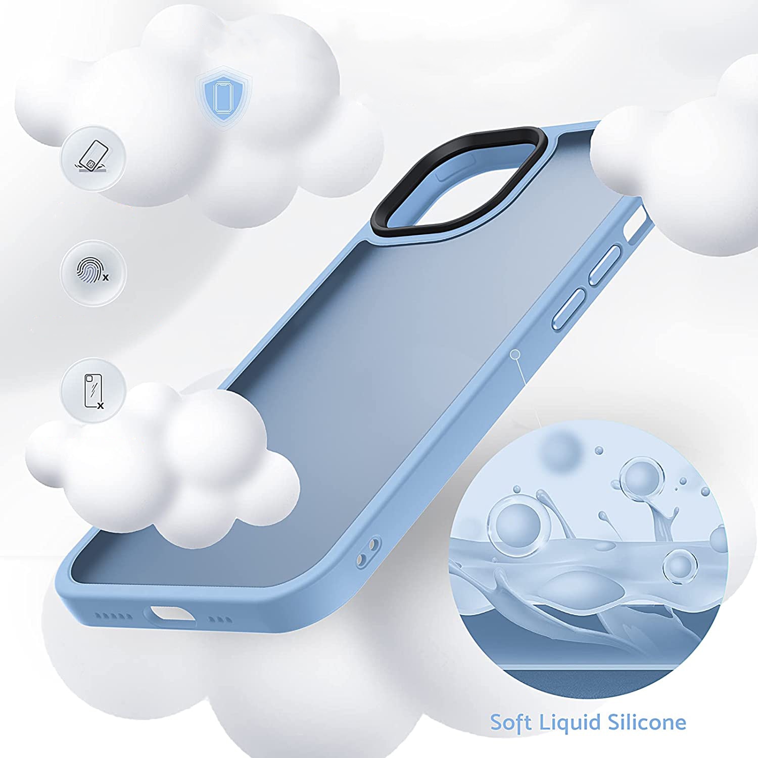 Husa pentru iPhone 14, MobileSmart, Hybrid ultra slim, carcasa spate Antisoc, Light Blue