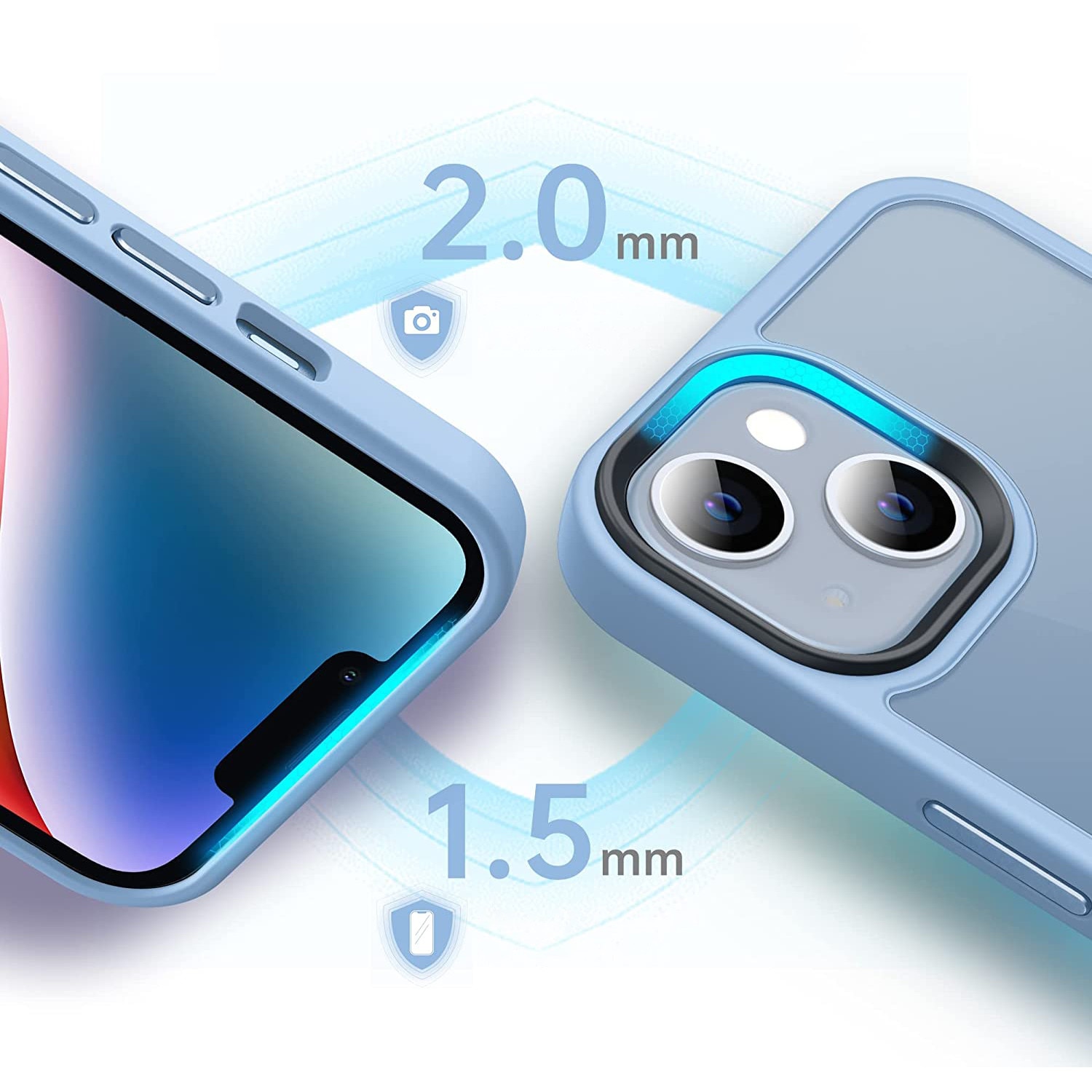 Husa pentru iPhone 14, MobileSmart, Hybrid ultra slim, carcasa spate Antisoc, Light Blue