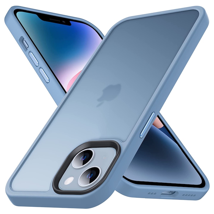 Husa pentru iPhone 14, MobileSmart, Hybrid ultra slim, carcasa spate Antisoc, Light Blue